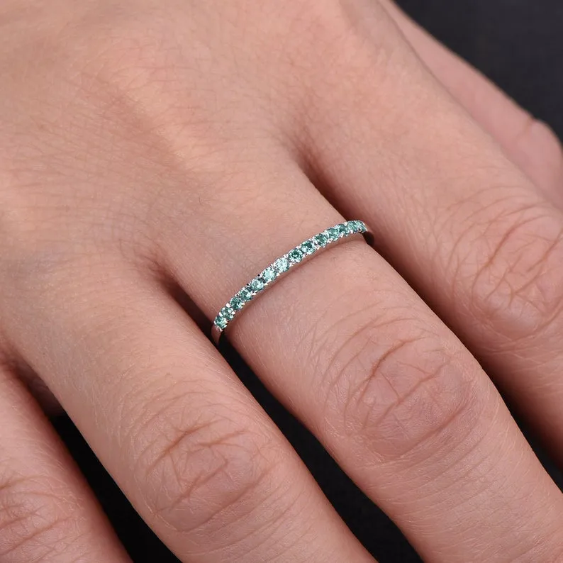 Silver Alexandrite Wedding band Sterling Silver Eternity Band Stacking Ring