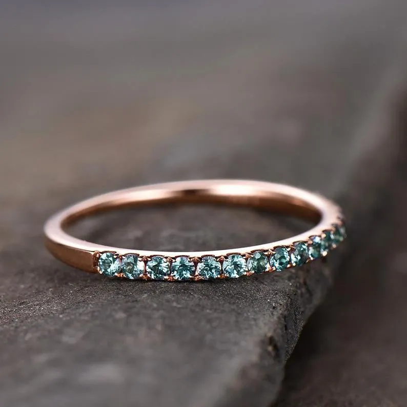 Silver Alexandrite Wedding band Sterling Silver Eternity Band Stacking Ring