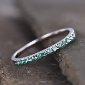 Silver Alexandrite Wedding band Sterling Silver Eternity Band Stacking Ring