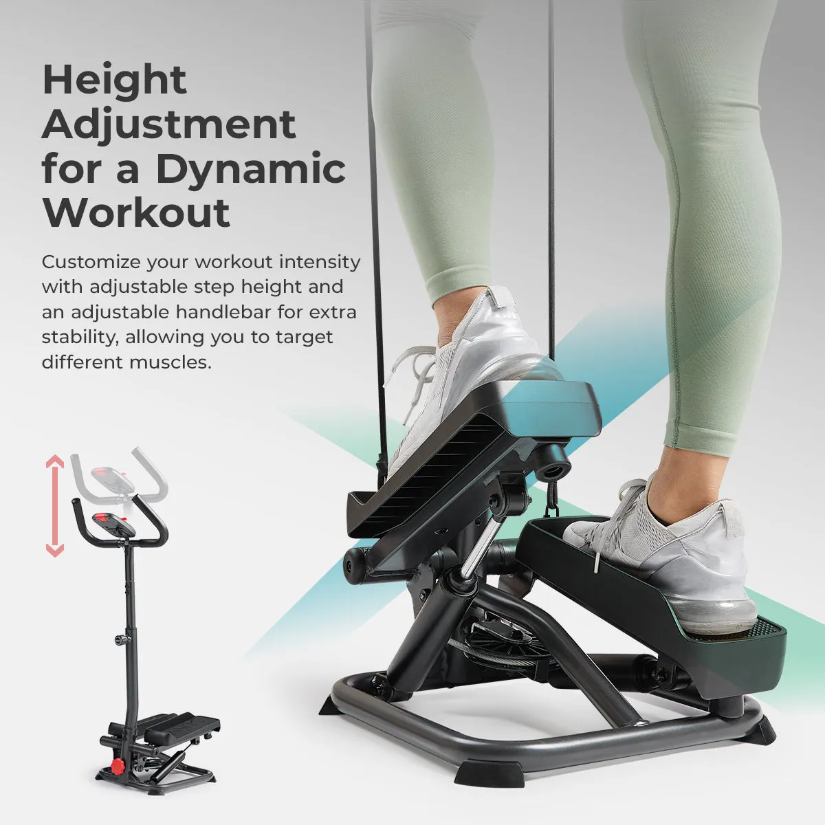 Smart Advanced Stair Exercise Stepper with Handlebar and Resistance Bands