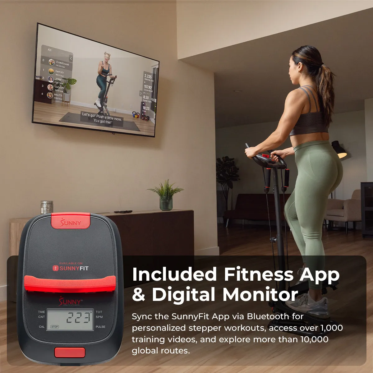 Smart Advanced Stair Exercise Stepper with Handlebar and Resistance Bands