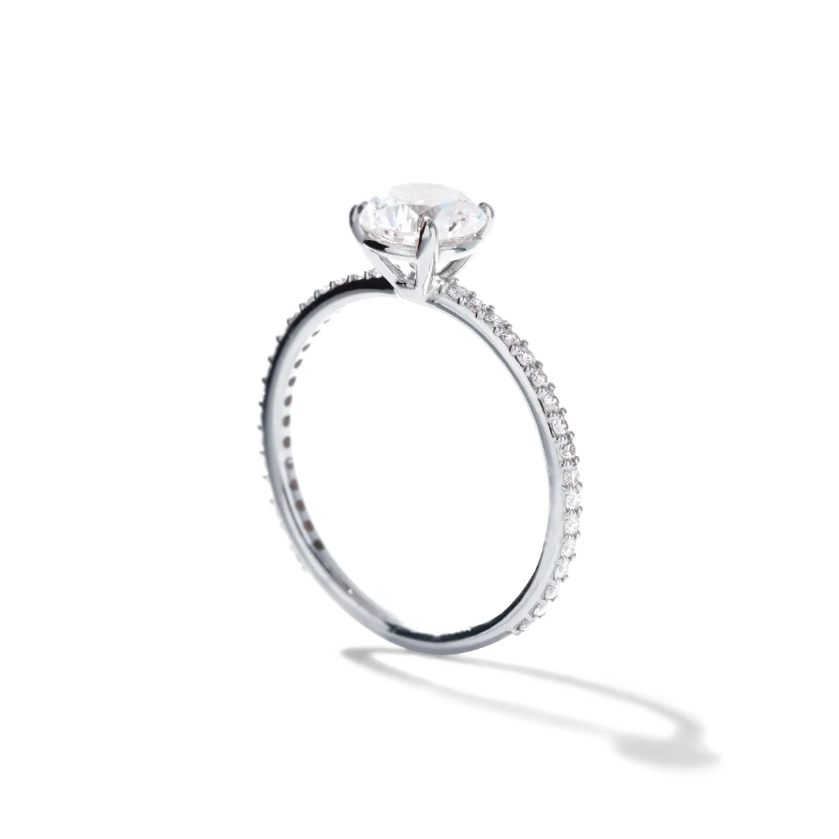 Solitaire Pave Engagement Ring