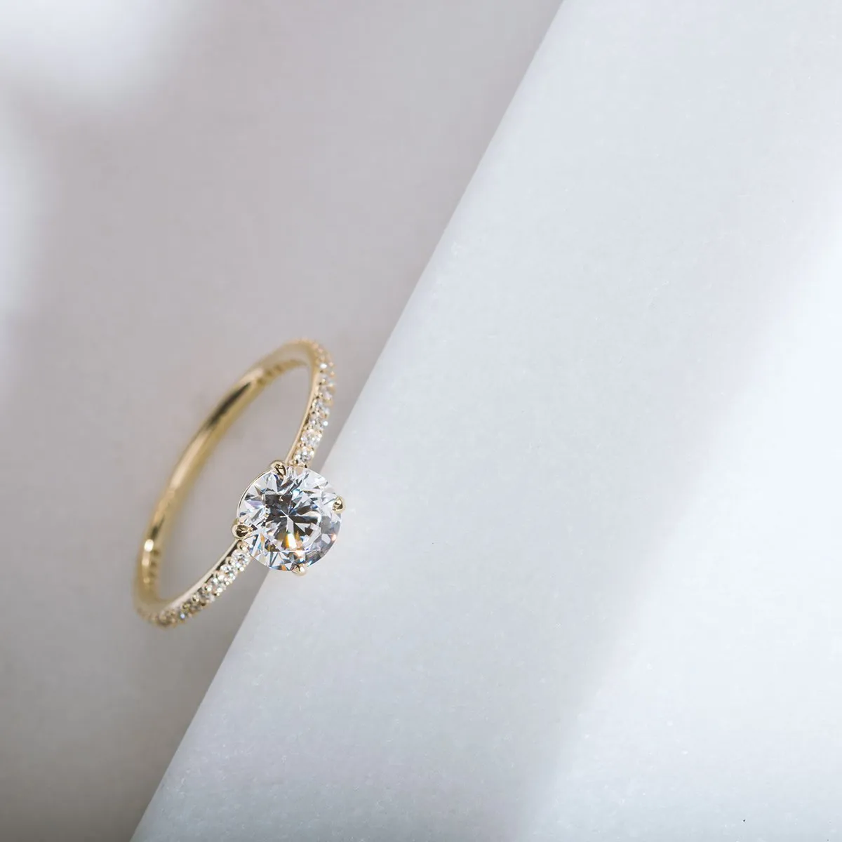 Solitaire Pave Engagement Ring