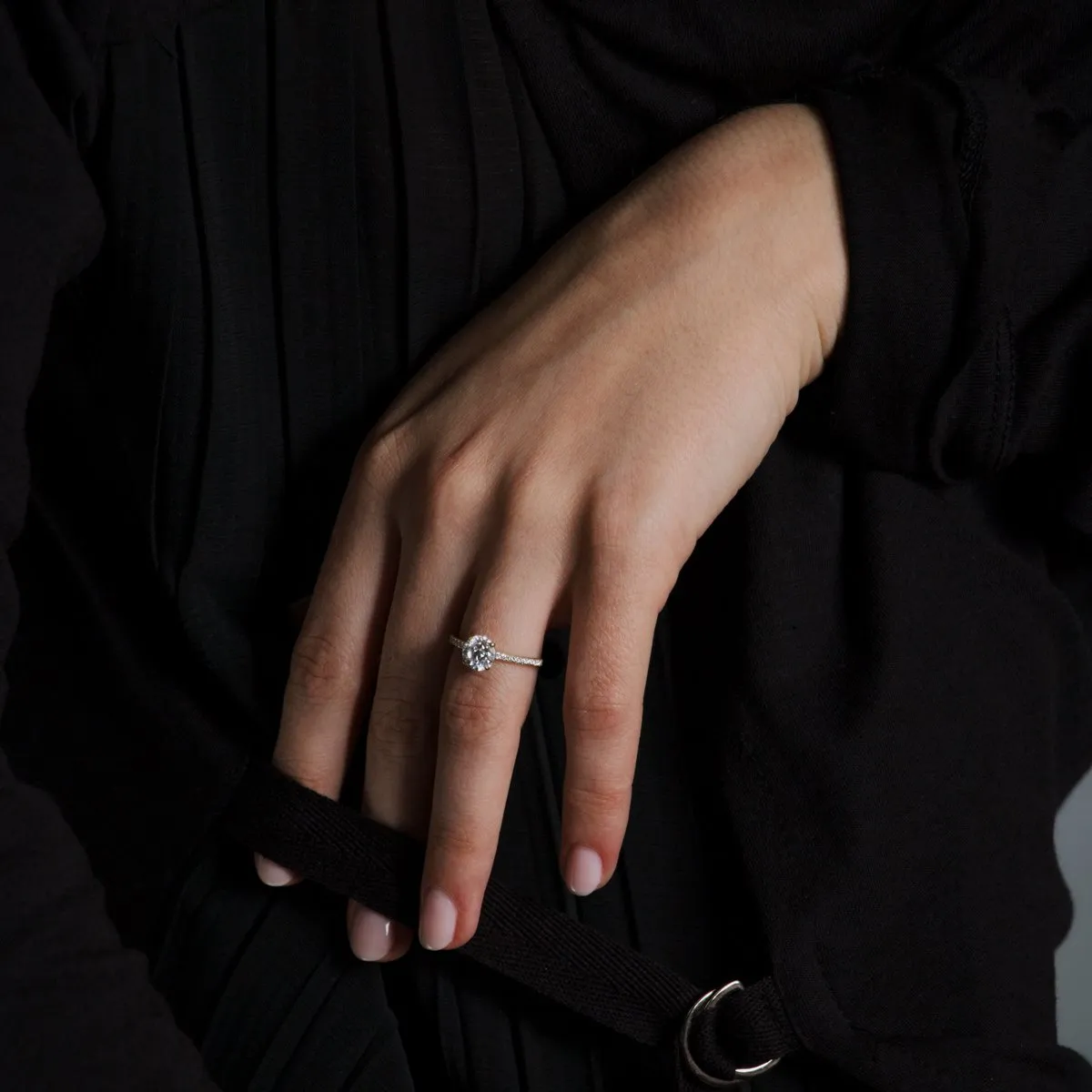 Solitaire Pave Engagement Ring
