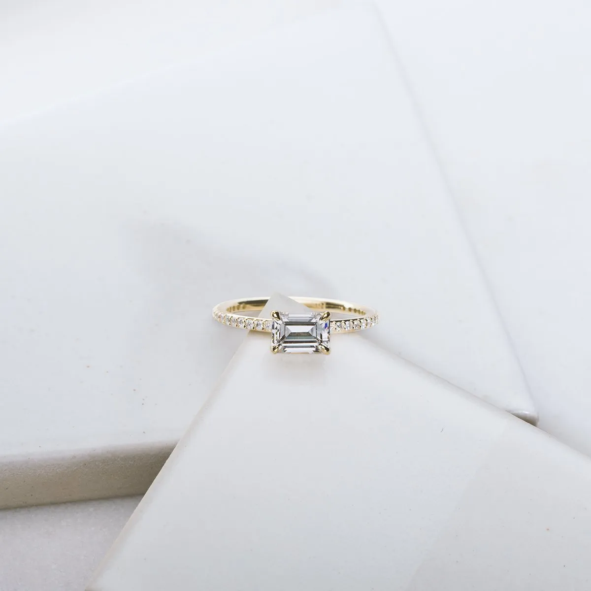Solitaire Pave Engagement Ring