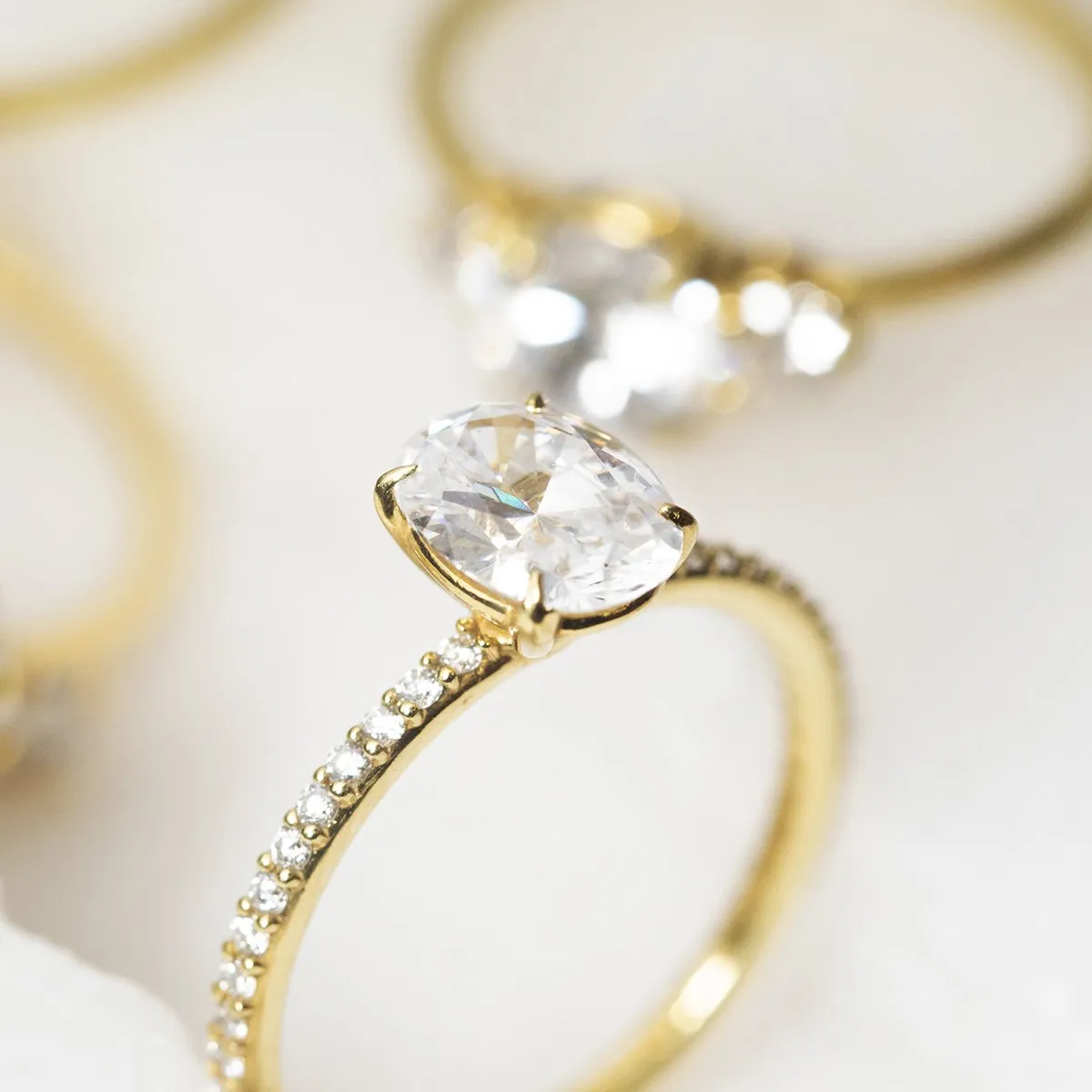 Solitaire Pave Engagement Ring