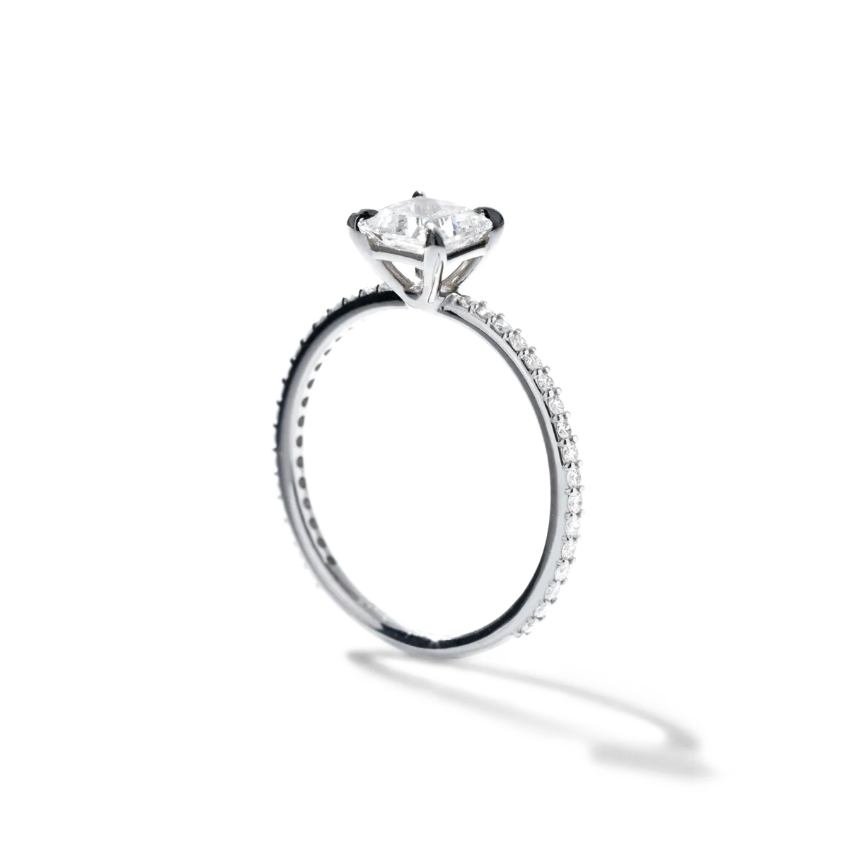 Solitaire Pave Engagement Ring