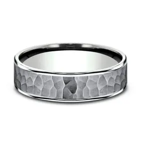 Stone Gray Hammered Tantalum Mens Band