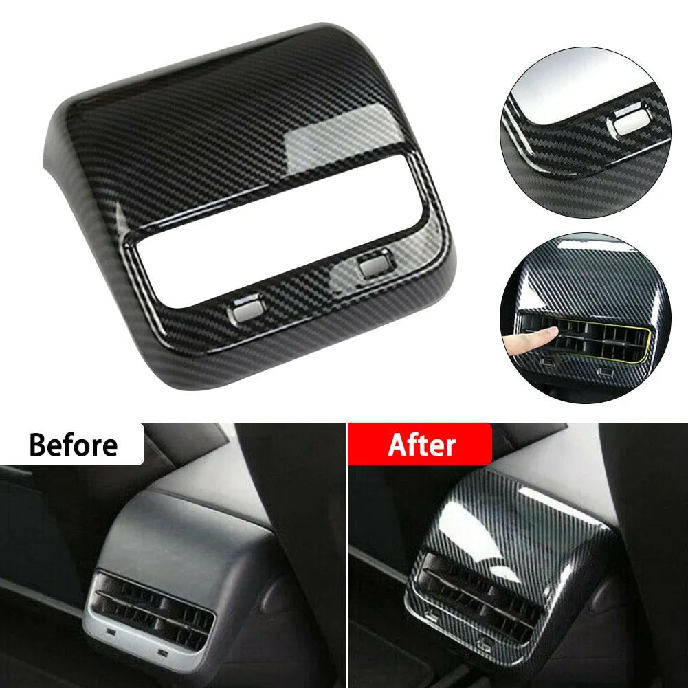 Tesla Model 3 & Y Carbon Fiber Style Rear Air Vent Cover Trim