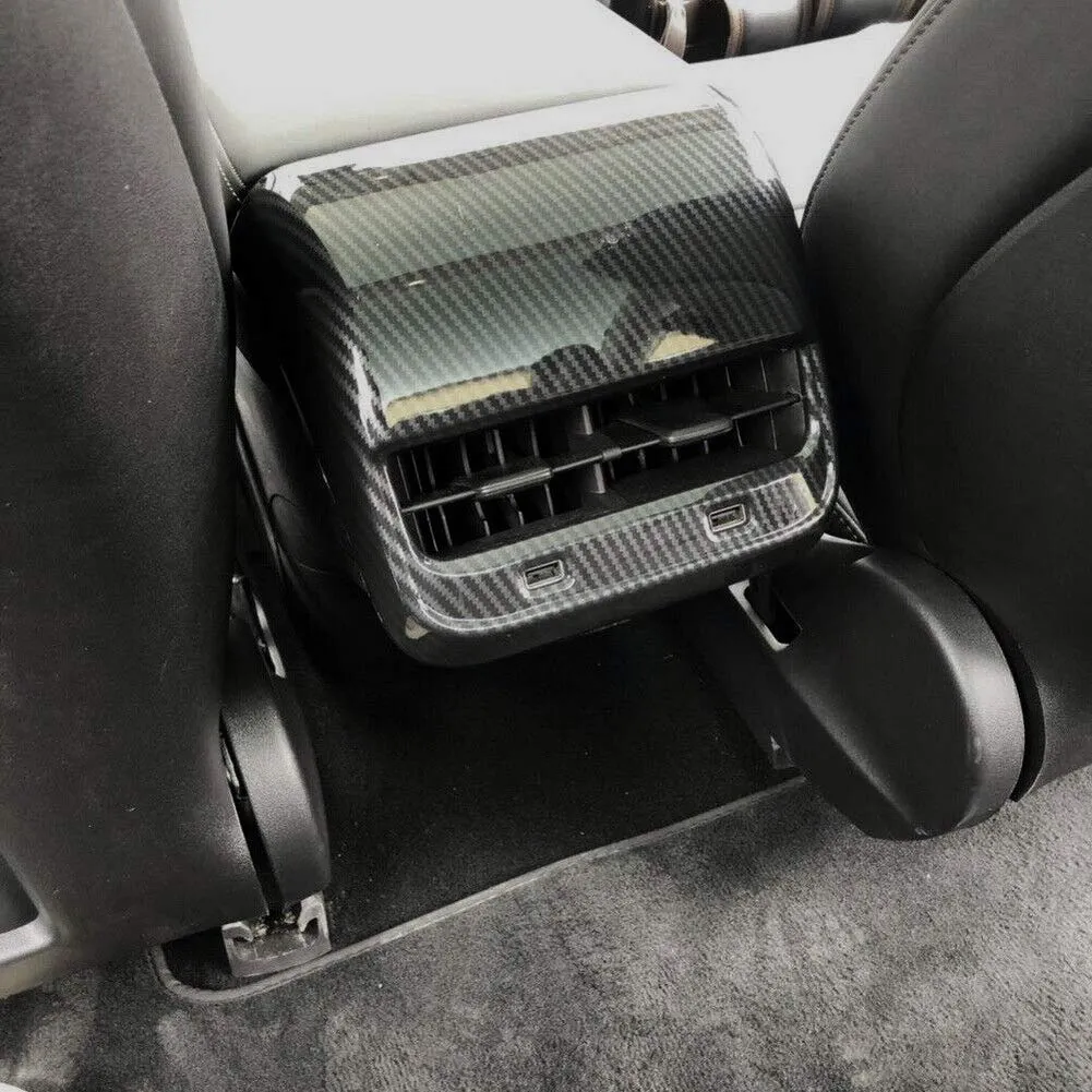 Tesla Model 3 & Y Carbon Fiber Style Rear Air Vent Cover Trim