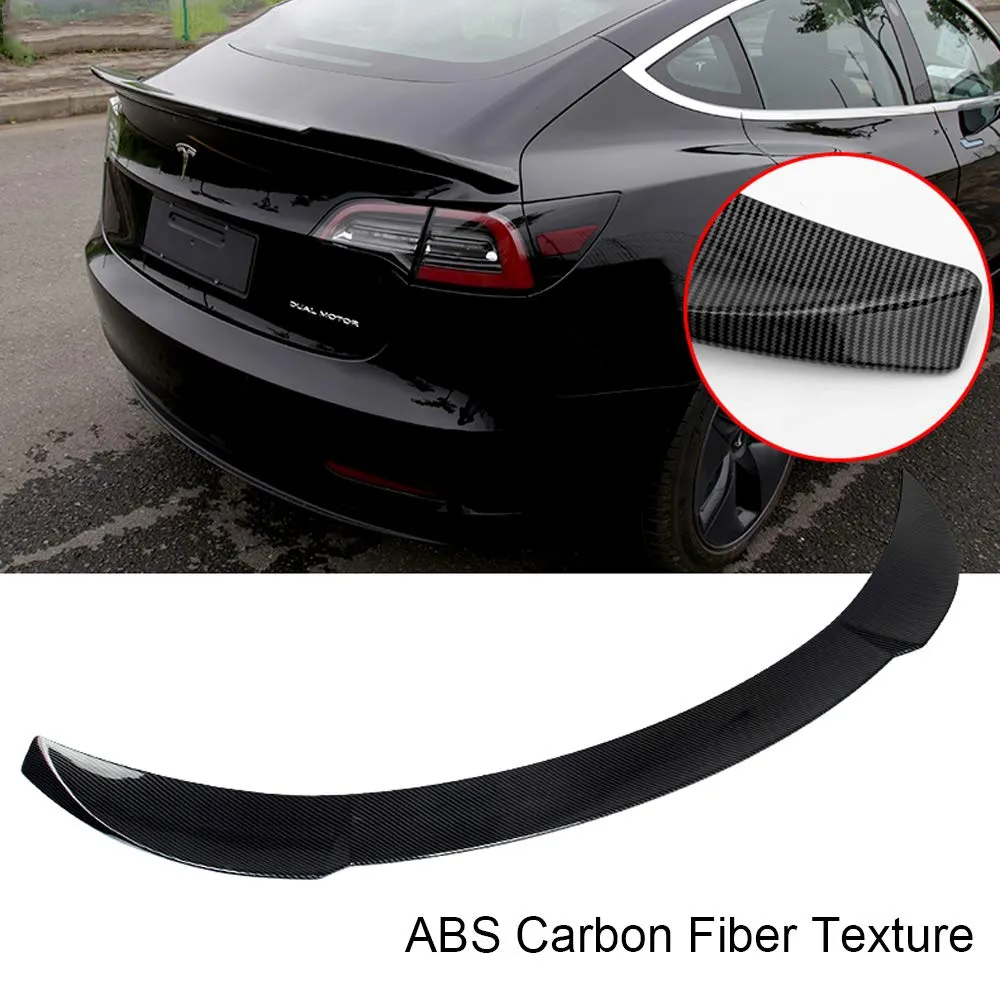 Tesla Model 3 Carbon Fiber Style Trunk Wing Performance Spoiler