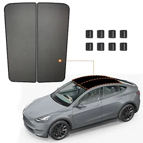 Tesla Model Y Two Piece Glass Roof Sunshade (Won't Sag)