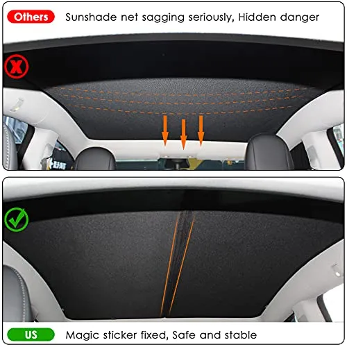 Tesla Model Y Two Piece Glass Roof Sunshade (Won't Sag)