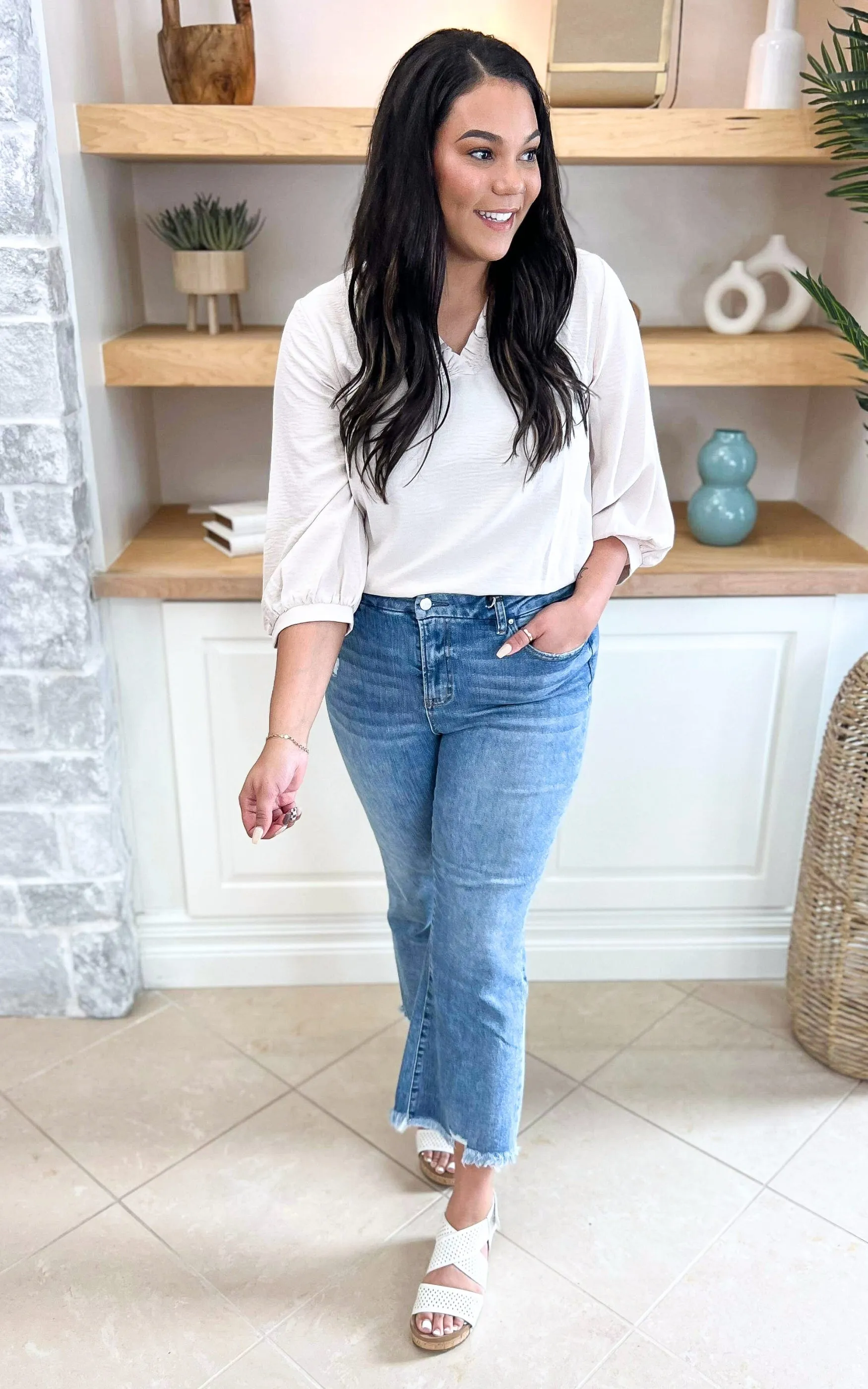 The Abby High Rise Crop Flare Denim Jean | Mica*
