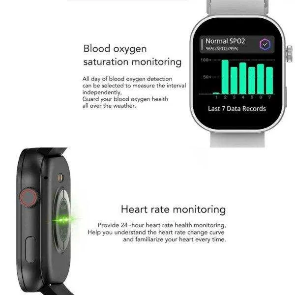 TUTT ZL8 Women Men 1.83" Fashion Smartwatch BT Calling Pedometer IP67 Waterproof Heart Rate Sleep Monitoring Multi Sport Activity Tracking Notification (Rubber & Steel Straps)