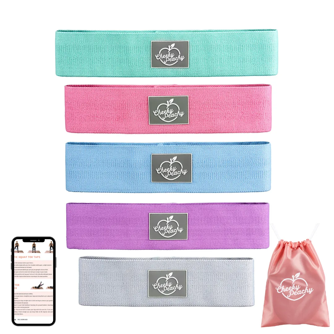 Ultimate Value Fabric Resistance Booty Band Bundle (Gym & Home Workouts)   FREE Workout eBook - Get The Whole Fabric Band Range