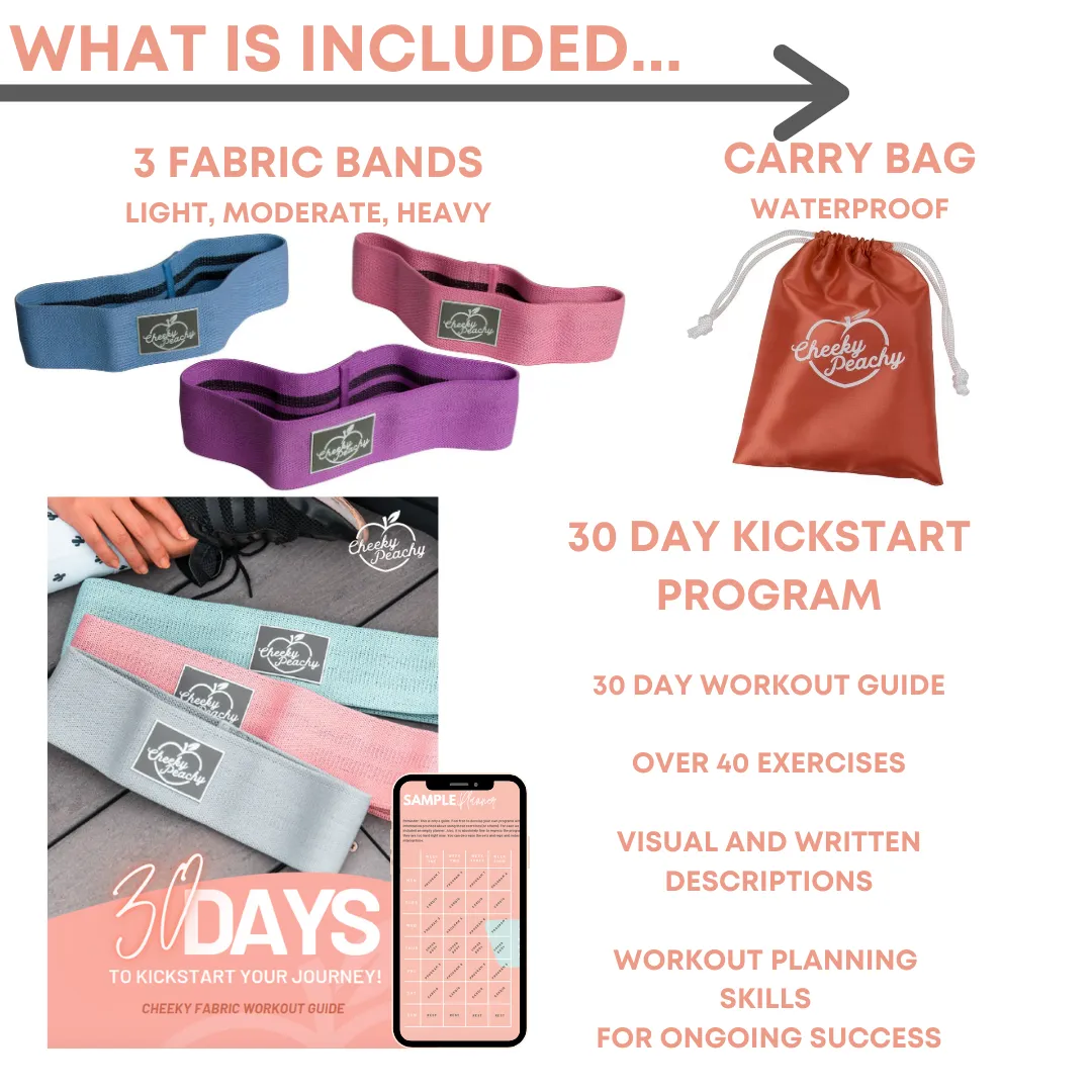 Ultimate Value Fabric Resistance Booty Band Bundle (Gym & Home Workouts)   FREE Workout eBook - Get The Whole Fabric Band Range