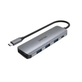 Unitek H1107C Alum Type-C Hub 3x USB3.1/SD/PD100W Hub Space Grey