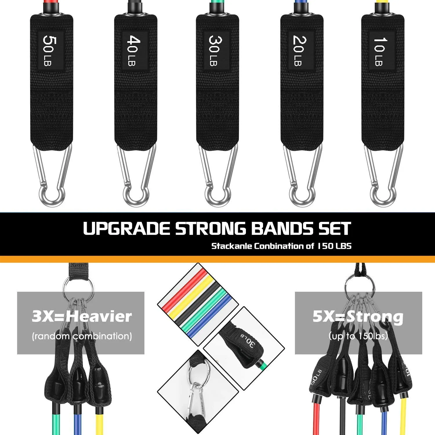 VEICK Resistance Bands Set,Workout Bands,Exercise Bands,5 Tube Fitness Bands with Door Anchor,Handles,Portable Bag,Legs Ankle Straps for Musle Training, Physical Therapy, Shape Body,Home Workouts