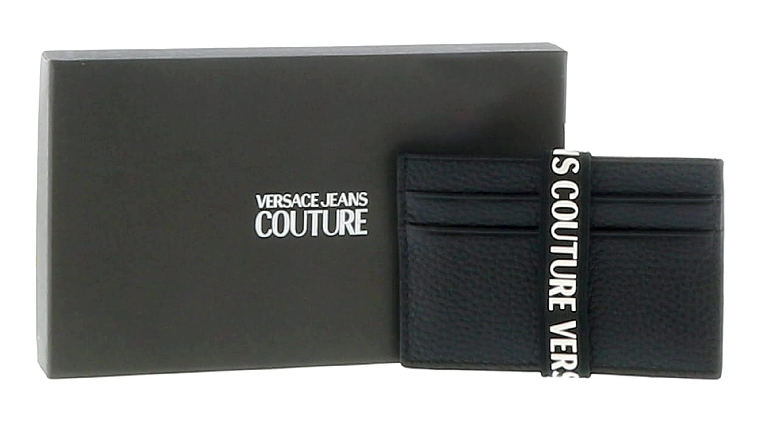 Versace Jeans Couture Black White Signature Rubber Band Money Holder Wallet