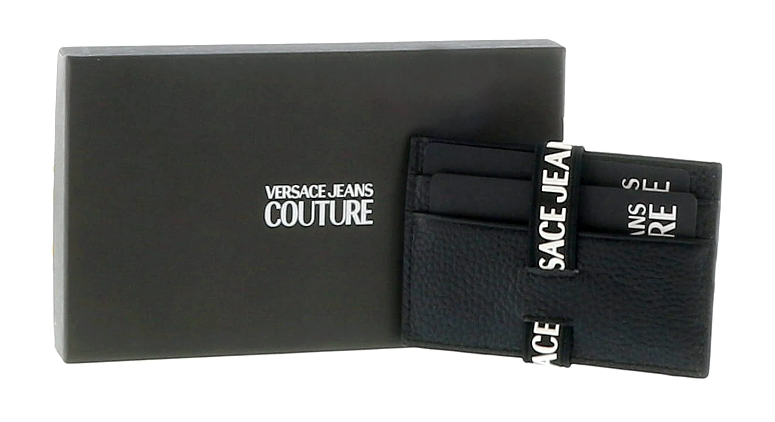 Versace Jeans Couture Black White Signature Rubber Band Money Holder Wallet