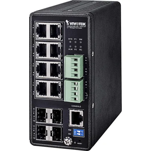 VIVOTEK AW-IHT-1271 Industrial VivoCam L2  8xGE PoE   4xGE SFP Managed PoE Switch