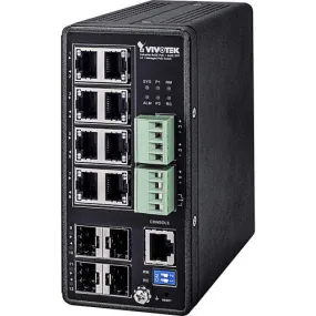 VIVOTEK AW-IHT-1271 Industrial VivoCam L2  8xGE PoE   4xGE SFP Managed PoE Switch