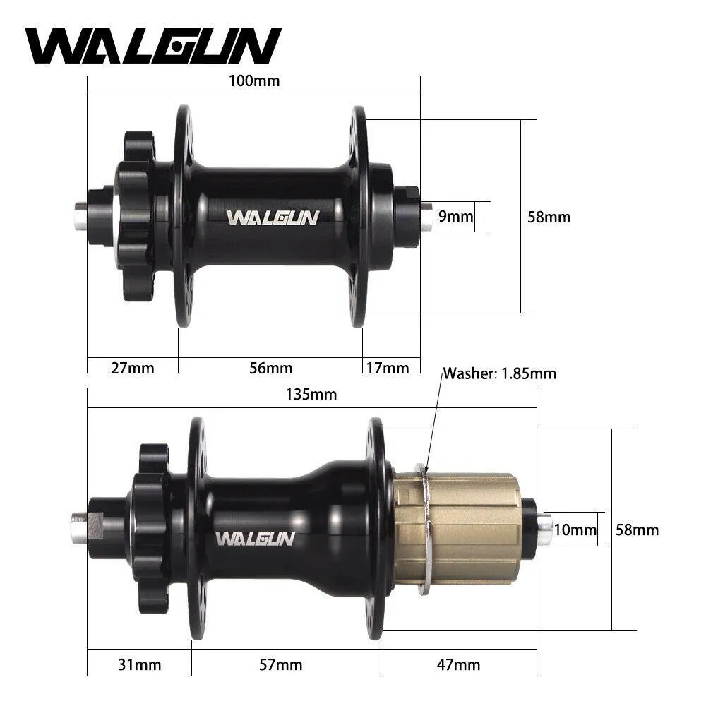 WALGUN WG735 MTB Mountain Bike Hubs 32 36 Holes 135mm 100mm QR Front Rear Disc Brake Bicycle Hub 32H 36H HG 11 Speed Wheel Parts