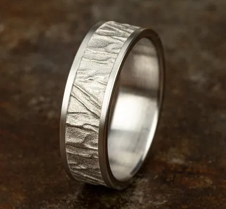 White Gold Birch-Inspired Men's Band