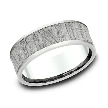 White Gold Birch-Inspired Men's Band