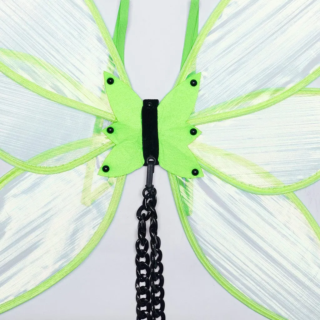 Women's Gothic Skull Butterfly Wings Harness Green