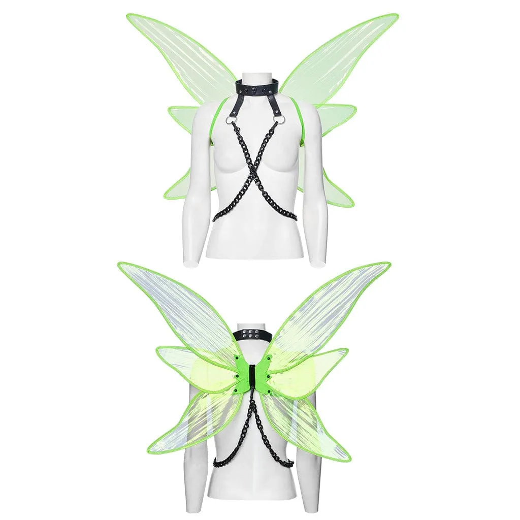 Women's Gothic Skull Butterfly Wings Harness Green