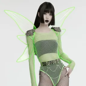 Women's Gothic Skull Butterfly Wings Harness Green