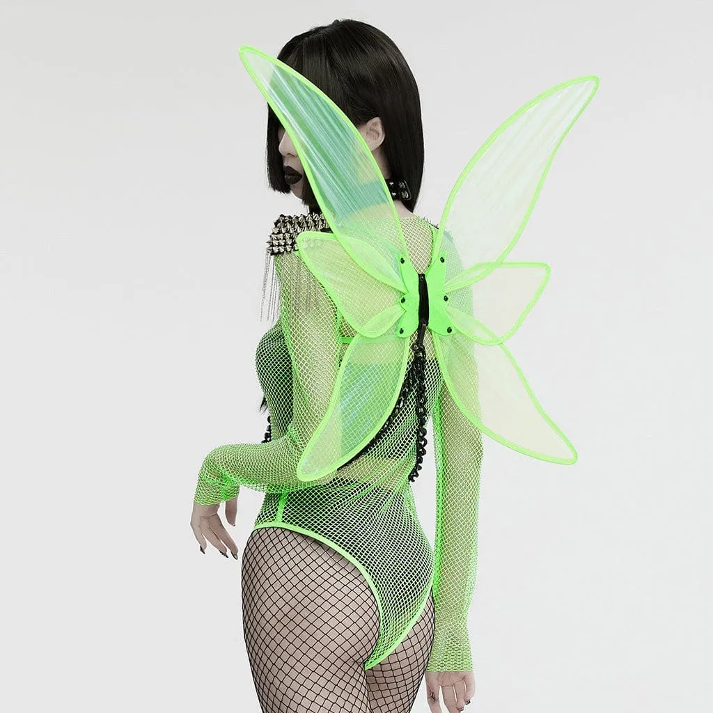 Women's Gothic Skull Butterfly Wings Harness Green