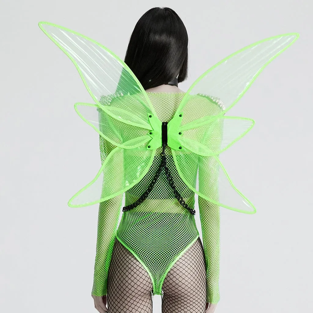 Women's Gothic Skull Butterfly Wings Harness Green