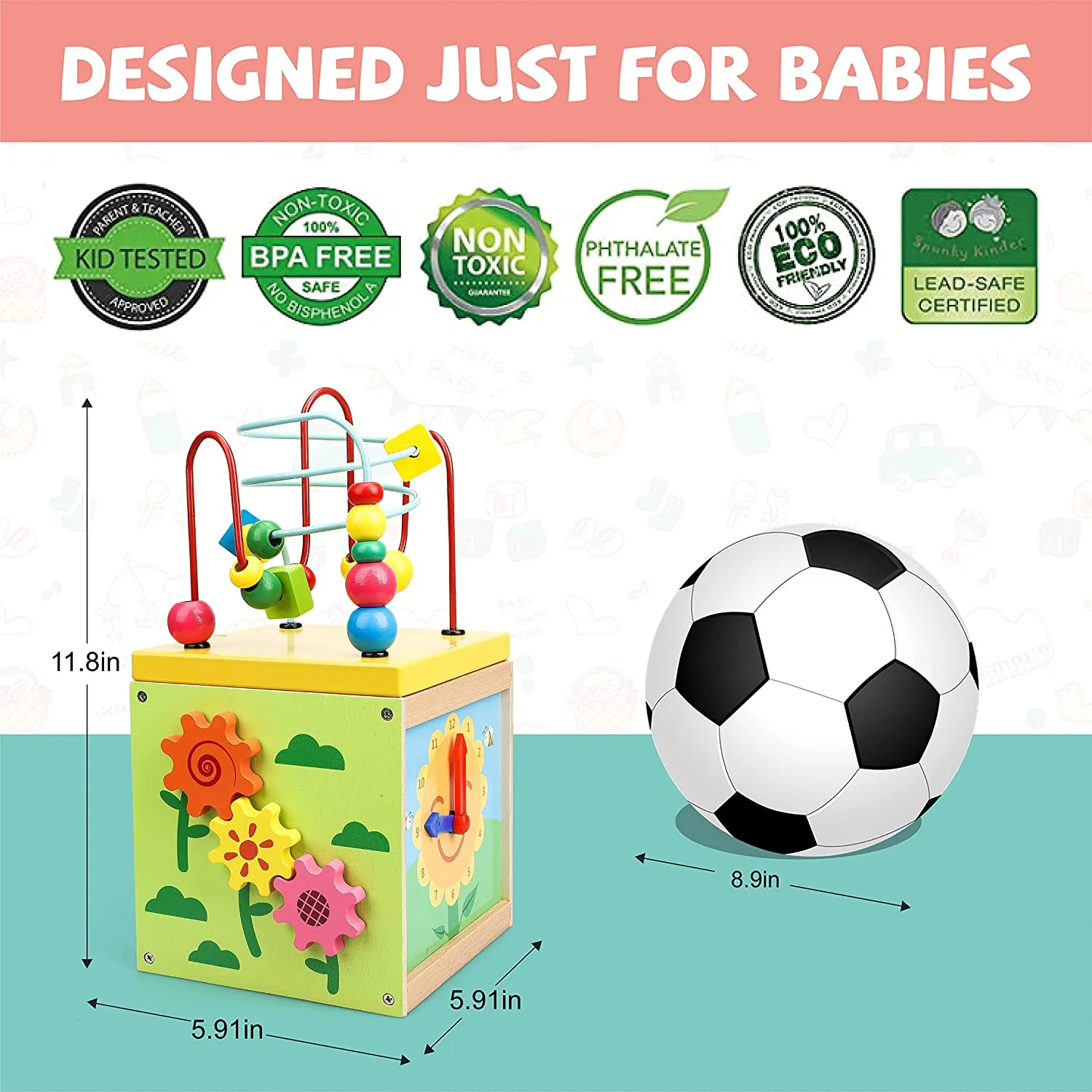 Wooden Baby Activity Cube for Toddlers