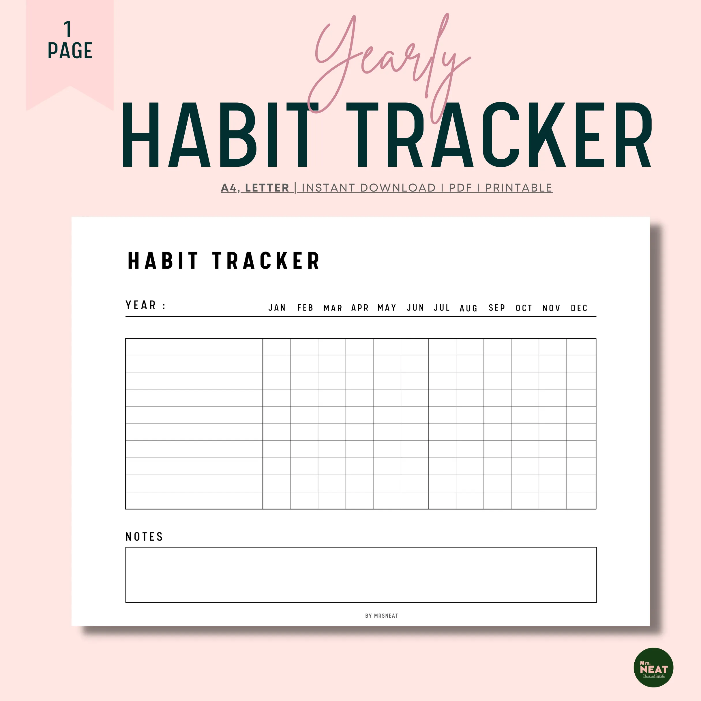 Yearly Habit Tracker - M041