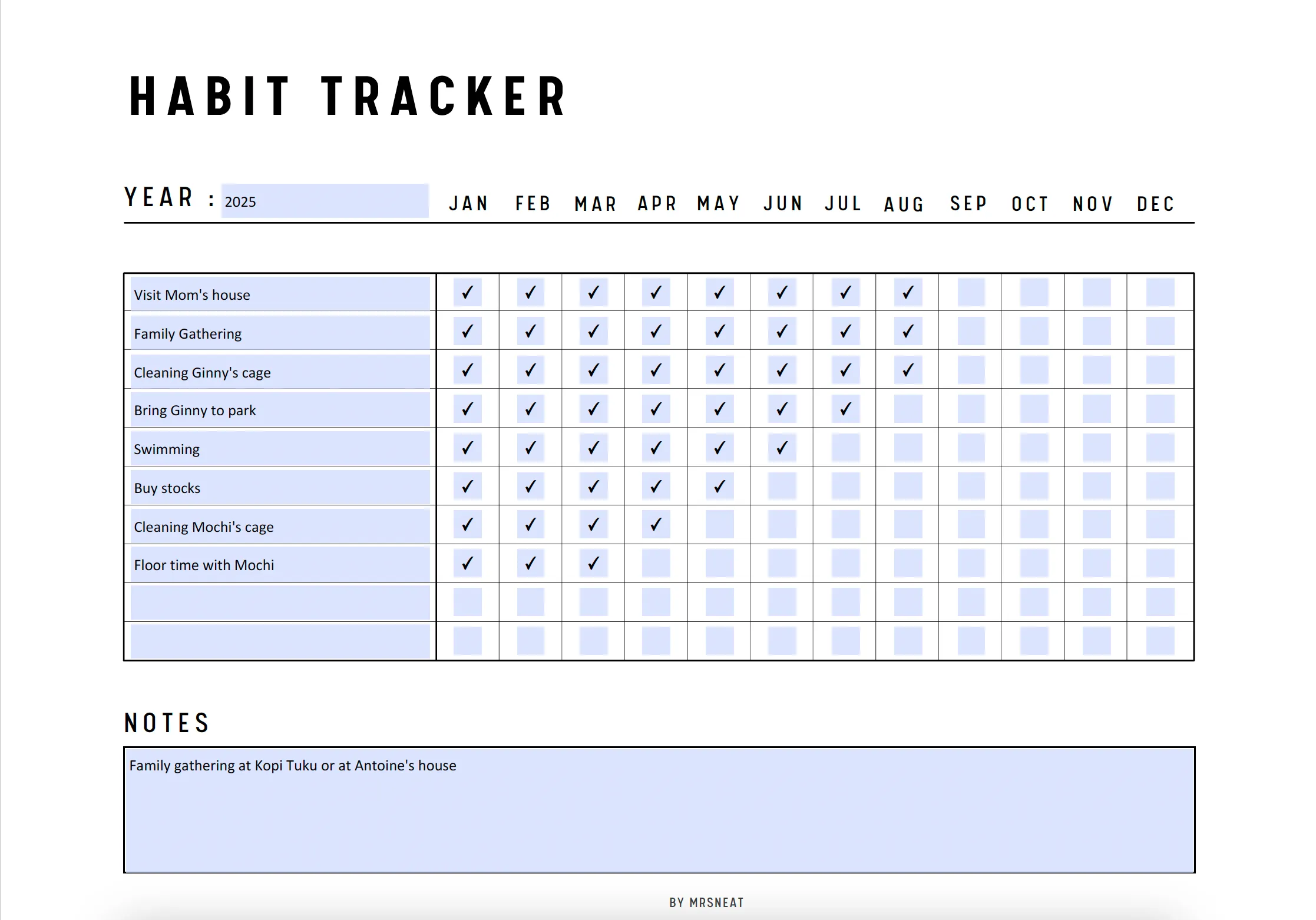 Yearly Habit Tracker - M041